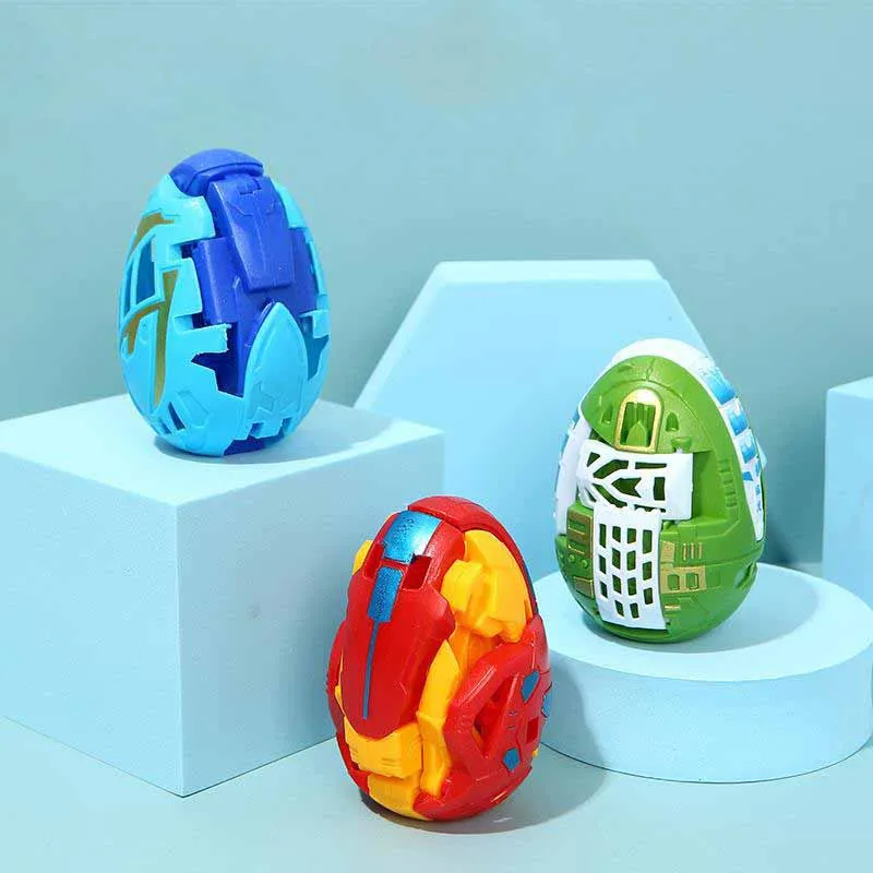 2Pcs Creative Simulation Dinosaur Egg Transformation Toys Kids Educational Twisted Egg Toys Boys Deformation Dinosaur Egg Toys