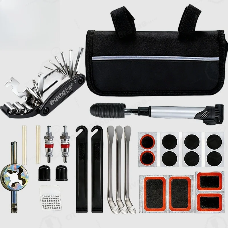 Bike Repair Tool Kit, Portable Multifunctional Bicycle Maintenance Bag, Tire Patching Tools For Road Mountain Bike Replacement