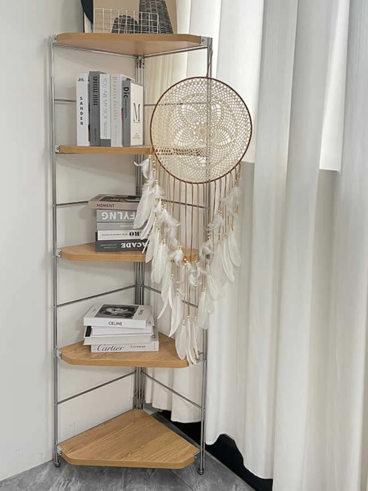 Corner cabinet study small shelf triangular shelf corner storage curved multi-layer baffle