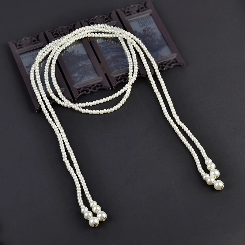 1920s Perlen Halskette Mode Kunst perlen Gatsby Accessoires Vintage Modeschmuck Creme Kragen Para Mujer für Frauen