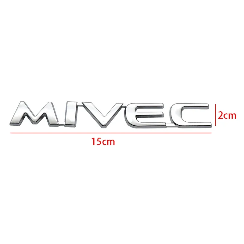 15x2cm 3D Chrome for Mitsubishi MIVEC Emblem ABS Car Letter Sticker Rear Tail Door Trunk Auto Body Decal Styling Accessories