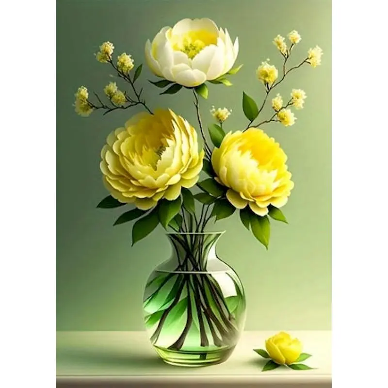 

GATYZTORY Painting By Numbers Peony Flowers DIY Frame Painting By Numbers Vase On Canvas For Adults Home Decoration Gift
