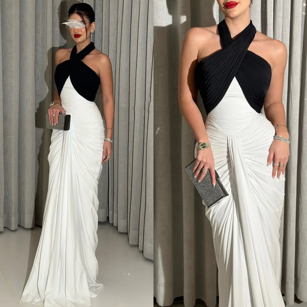  Yipeisha   Elegant Halter Sheath Floor Length Evening es Vertically Draped Chiffon Customized