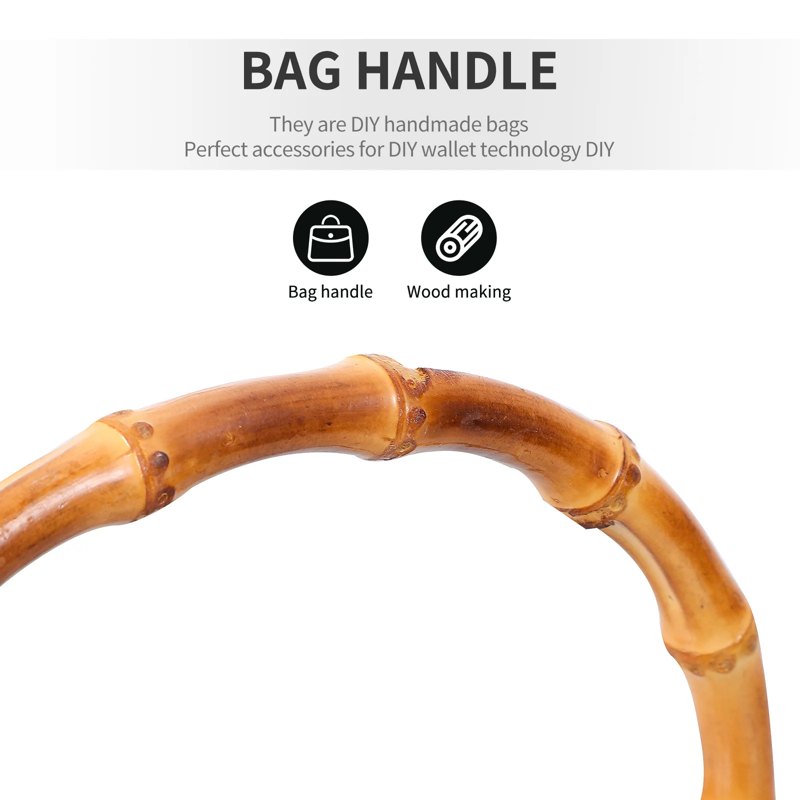 

2Pcs Bamboo Handbag Handles Purse Rings Round Vintage Replacement DIY Accessories for Handbags Travel Bag Parts