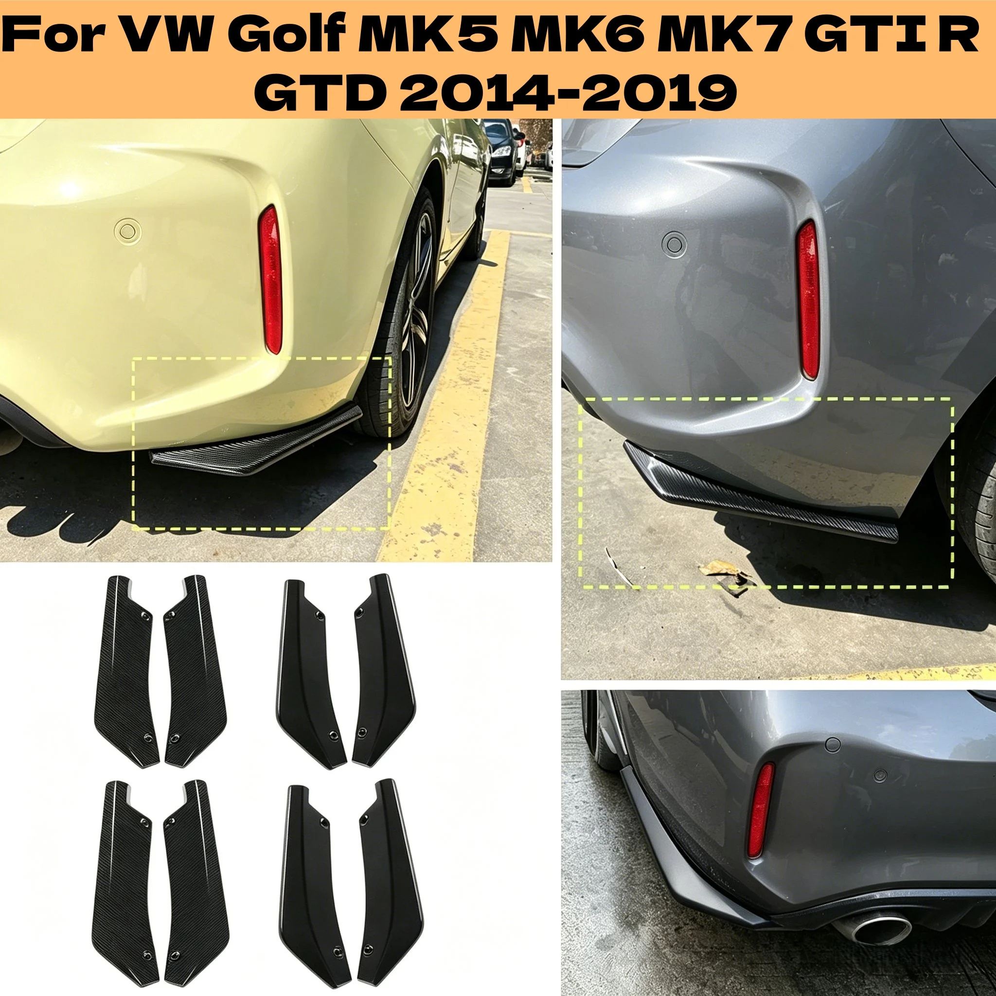 

Rear Bumper Lip Side Splitter Spats Apron For VW Golf MK5 MK6 MK7 GTI R GTD 2014-2019 Exterior Styling Accessories
