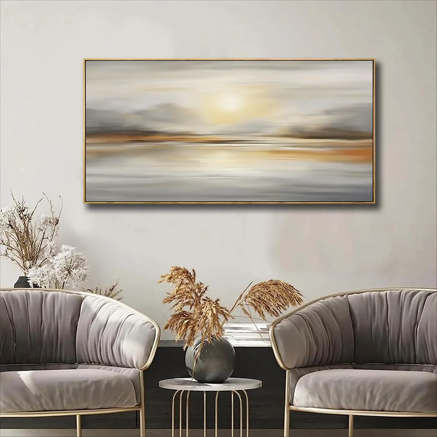 24 X 48 Inch Framed Abstract Seascape Canvas Wall Art Prints, Ocean Scenery Canvas Artwork for Living Room Bedroom Dining Room Office Indoor Home Wall Decor