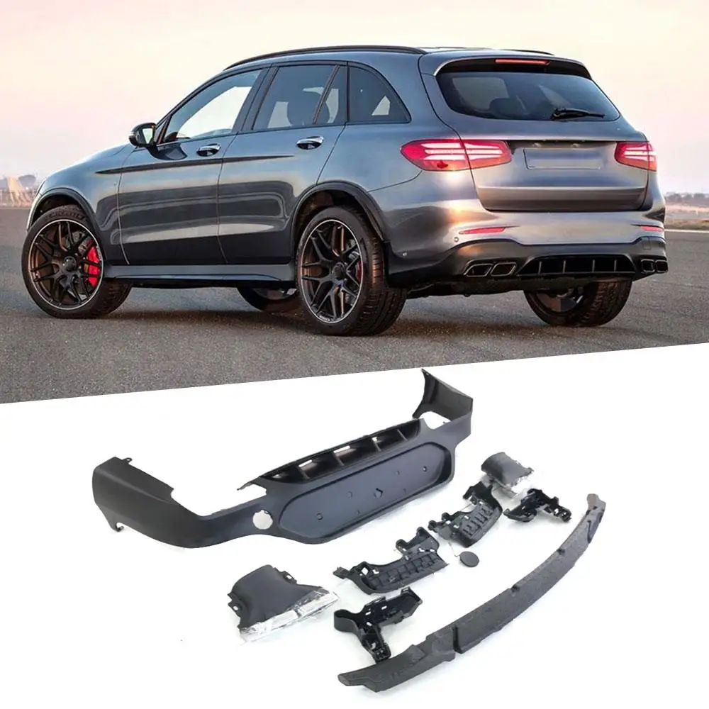 

PP Rear Diffuser with Exhaust Tips for Mercedes Benz GLC C253 GLC300 GLC43 Coupe GLC63S 2017-2019 Car Styling Rear Lip Bumper