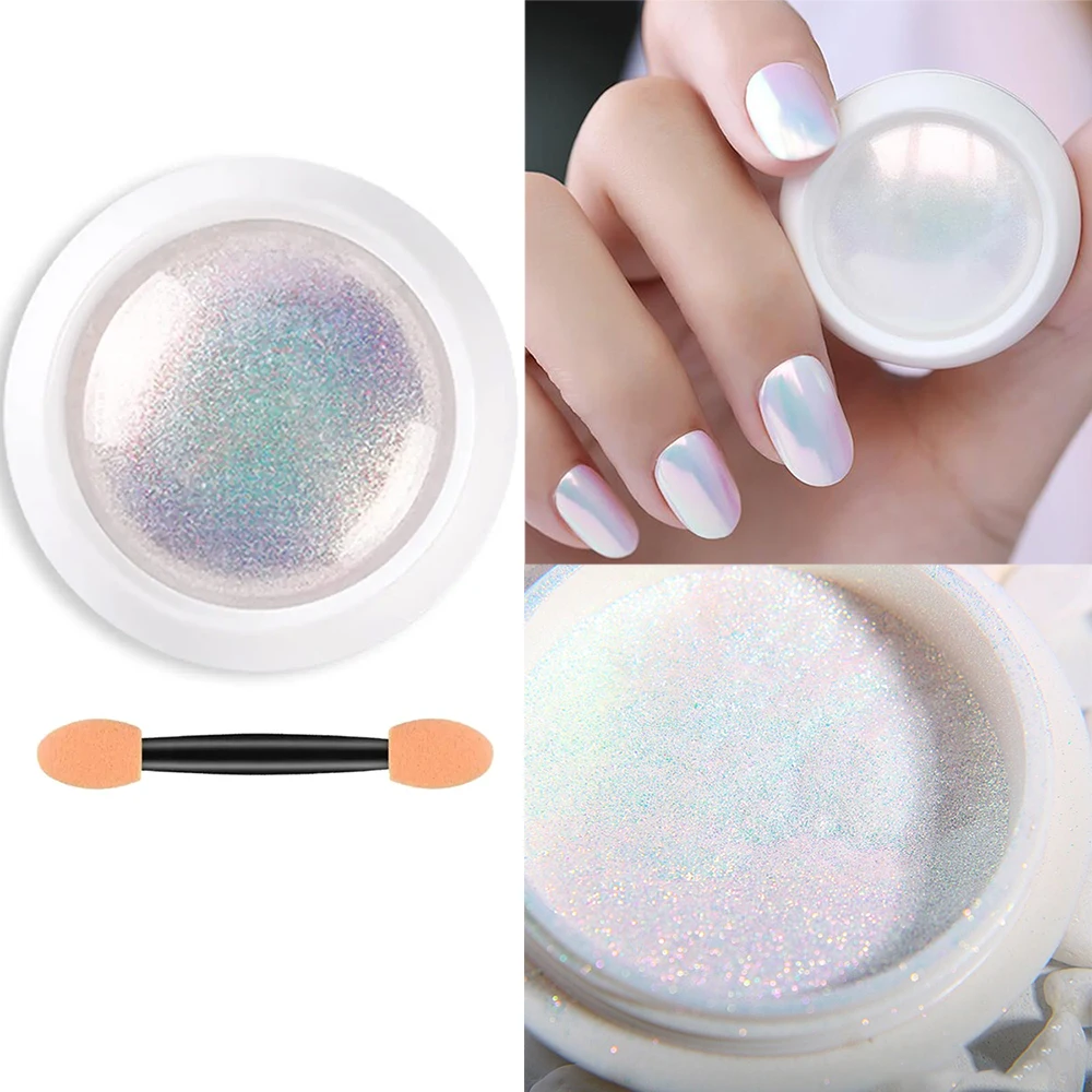 1jar Auroras Mermaid Chrome Powder Nail Metallic Mirror Pearl Pigment Powder Holographic Iridescent Neon Nail Chrome Powder %&88