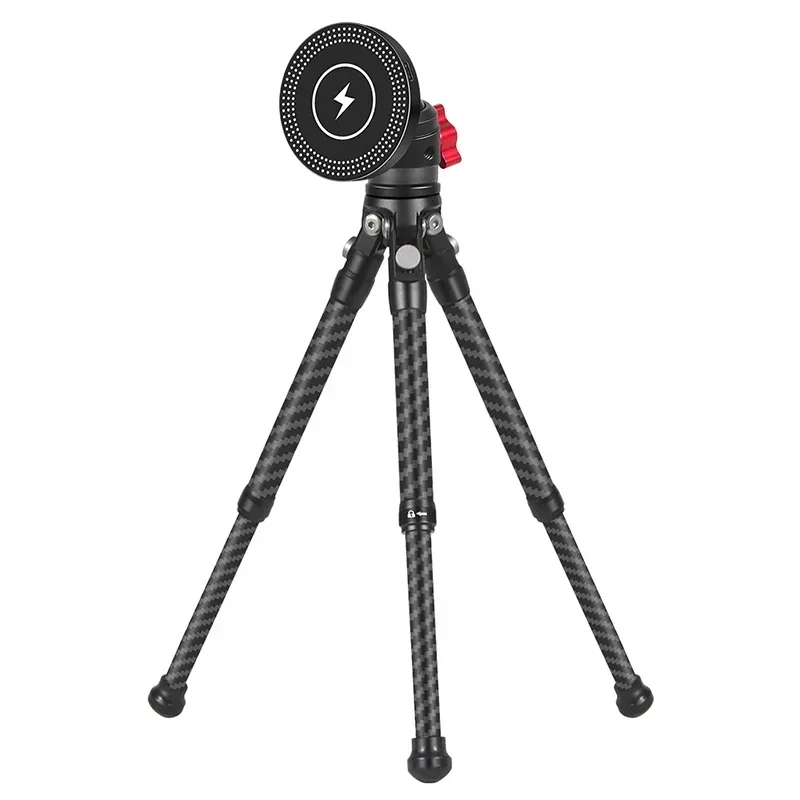 Powerwin Foldable Carbon Fibre Tripod with Magnetic Wireless Charging Phone Holder for Magsafe for iPhone /Huawei Selfie Monopod