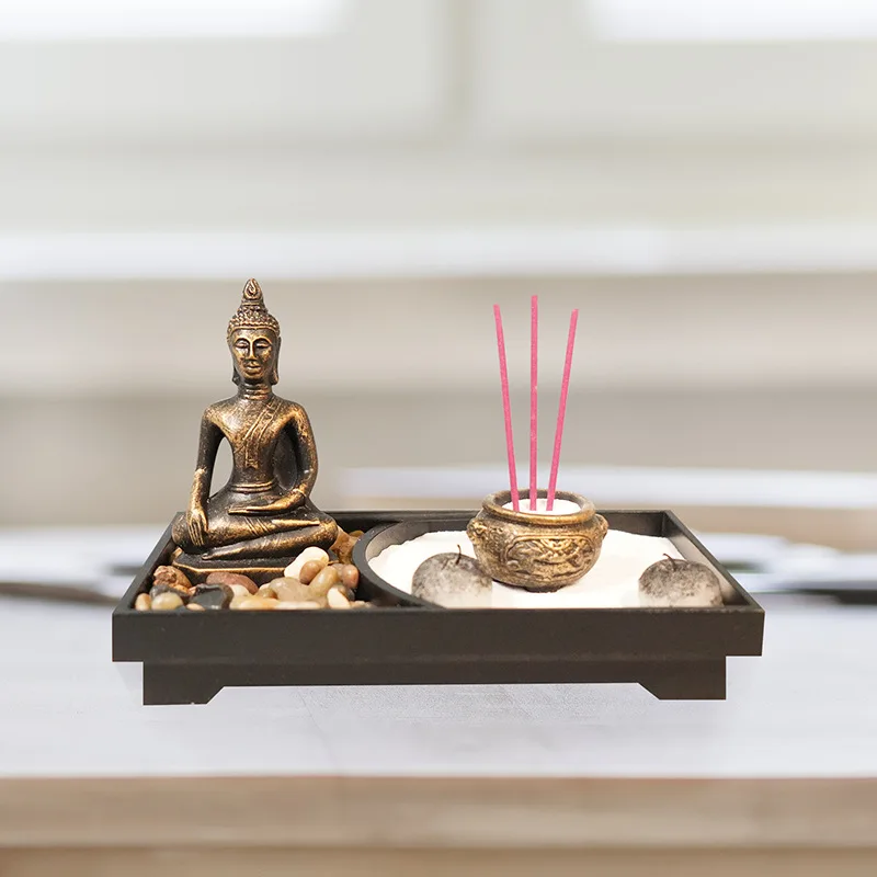 Buddha Statue Candle Holder Romantic Ornament Spa Yoga Beauty Salon Zen Resin Buddha Statue Incense Burner Decoration Home Decor