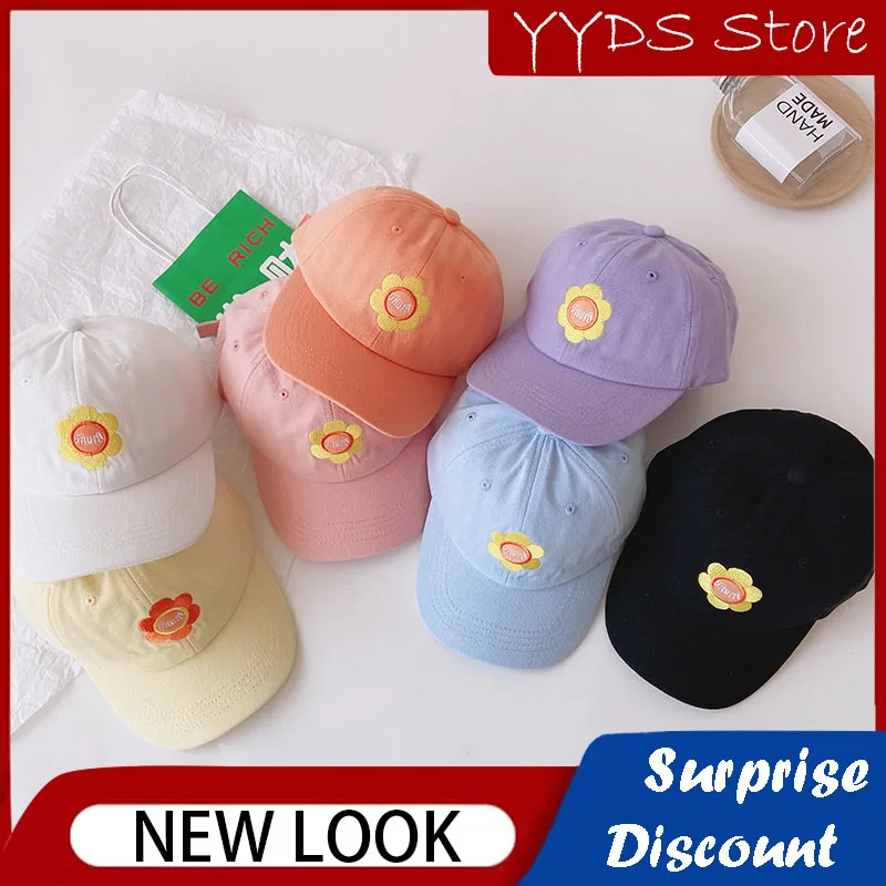 Spring and Summer Children's Hat Sunflower Embroidery Baby Baseball Hat Sun Hat Hip Hat Hip Hat Baby Truck Driver Hat