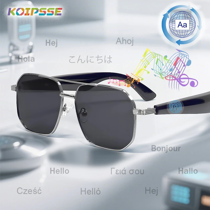 

KOIPSSE Intelligent Translation Open Earphones Glasses Wireless Call Music Play Ultra Long Battery Life Touch Design HolidayGift