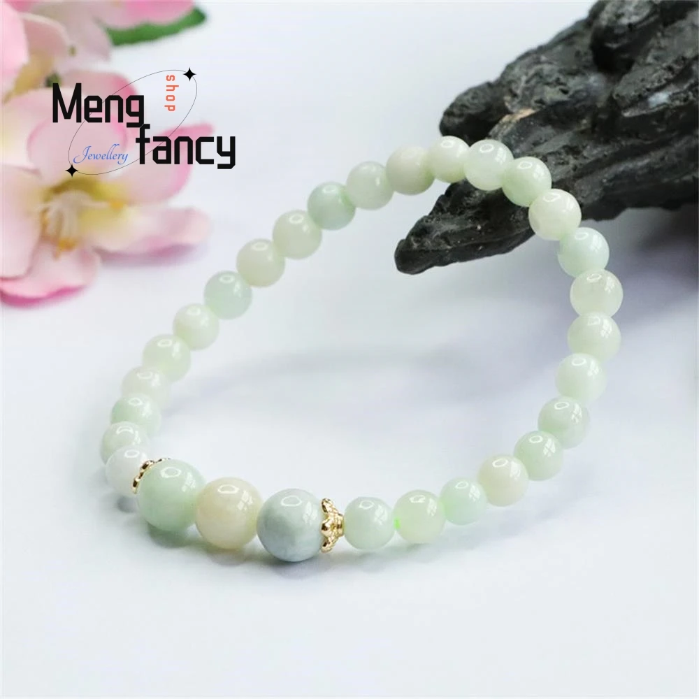 Natural A-goods Jadeite String Jade Three Lives Bracelet Exquisite Elegant Simple High-grade Luxury Quality Jewelry Holiday Gift