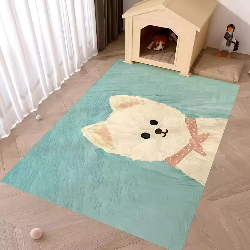 

VIKAMA Pet Floor Mat Is Anti-Slip, Waterproof, Washable And Does Not Shed Hair. It Is a Living Room Pet Food Mat