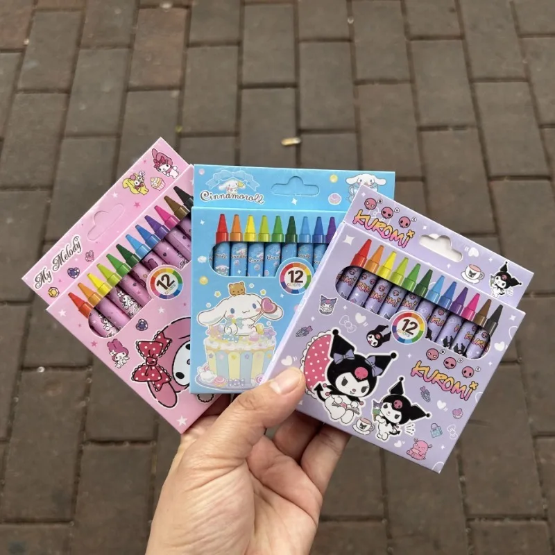 Sanrios Anime Kawaii Toy Hellokittys  Kuromi My Melody Cinnamoroll Children's Graffiti Crayon Birthday Gift Christmas Gifts