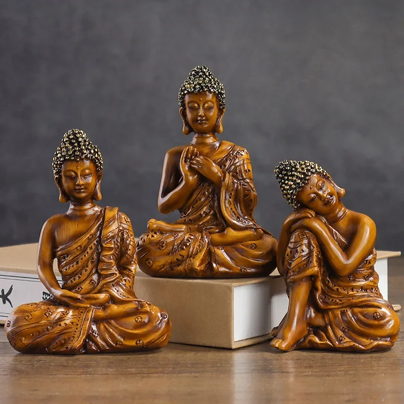 

Imitation Stone Buddha Statue Resin Thailand India Zen Home Living Room Porch Fish Tank Garden Landscape Decoration