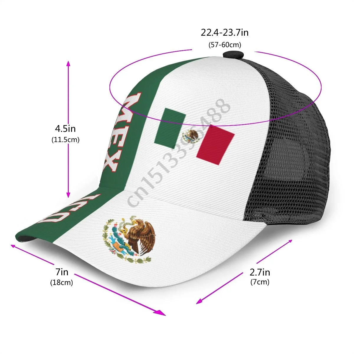 Mexico Soccer Country Flag Summer Sun Baseball Cap Breathable Adjustable Men Women Outdoor Fishing Hat