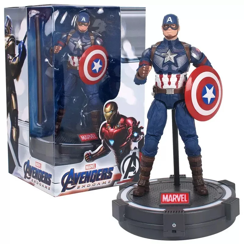 Marvel Avengers Spider Hulk Iron Man Capitan America Thor Action Figure Giocattoli Bambole da 7 pollici con base piattaforma illuminata