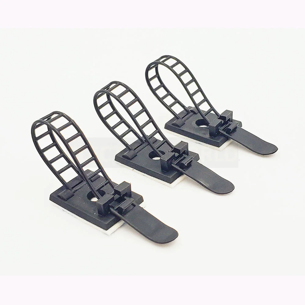 Clips de support de fixation de câble réglables, attaches de câble, pinces de câble, support de câble, blanc, noir, 18x25, 10 pièces