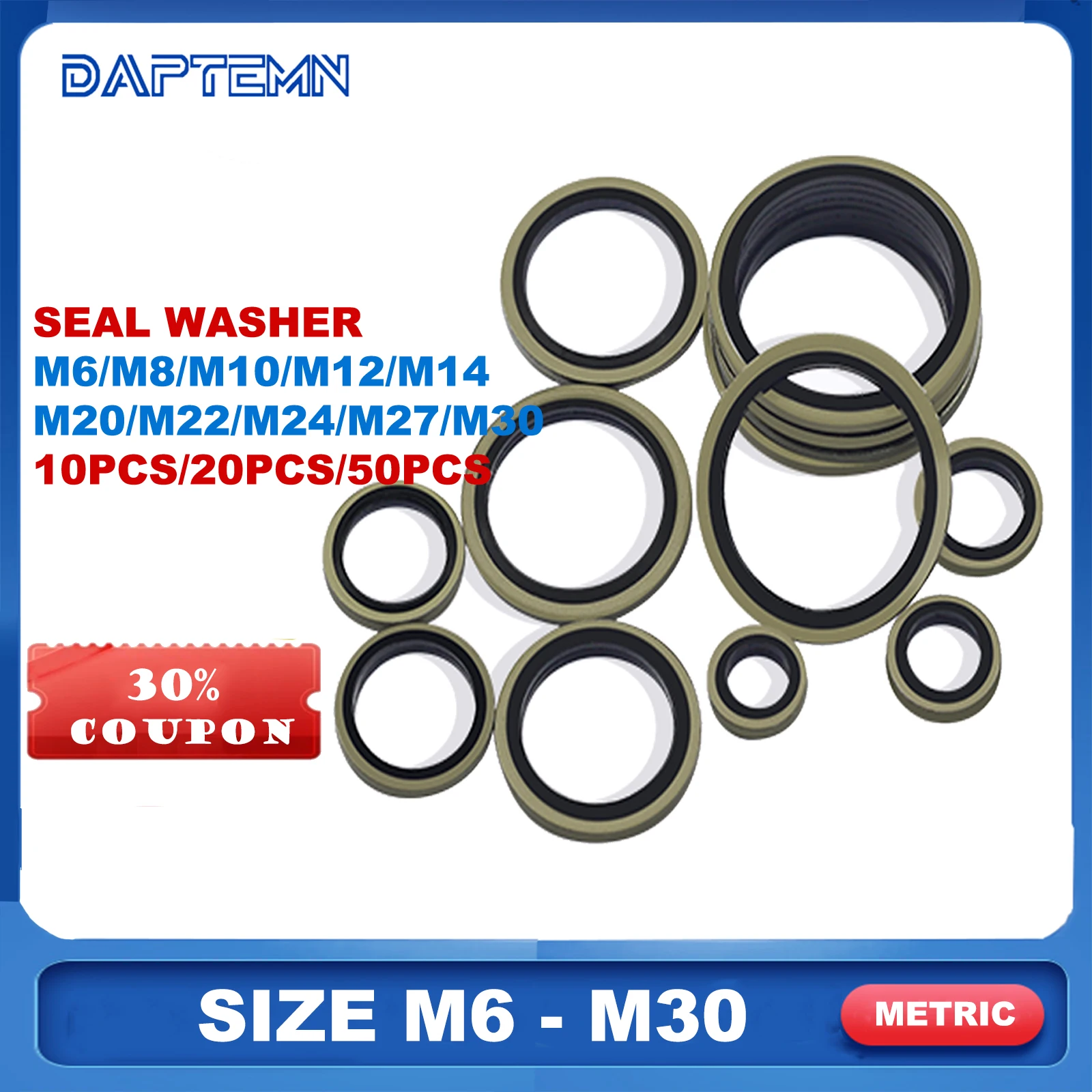 

Metal Bonded Sealing Washer, NBR Metric Auto Seal Rubber Washers, Fit Replace M6 M8 M10 M12 M14 M16 M18 M20 M22 M24 M27 M30