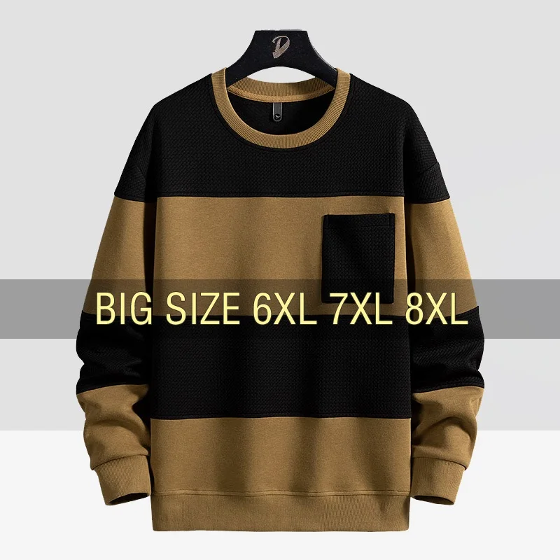 

Men Stripe Sweatshirts Cotton Oversized 6XL 7XL 8XL Plus Size Long Sleeve O-Neck Pullovers Streetwear Fashion Sportswear cao7349