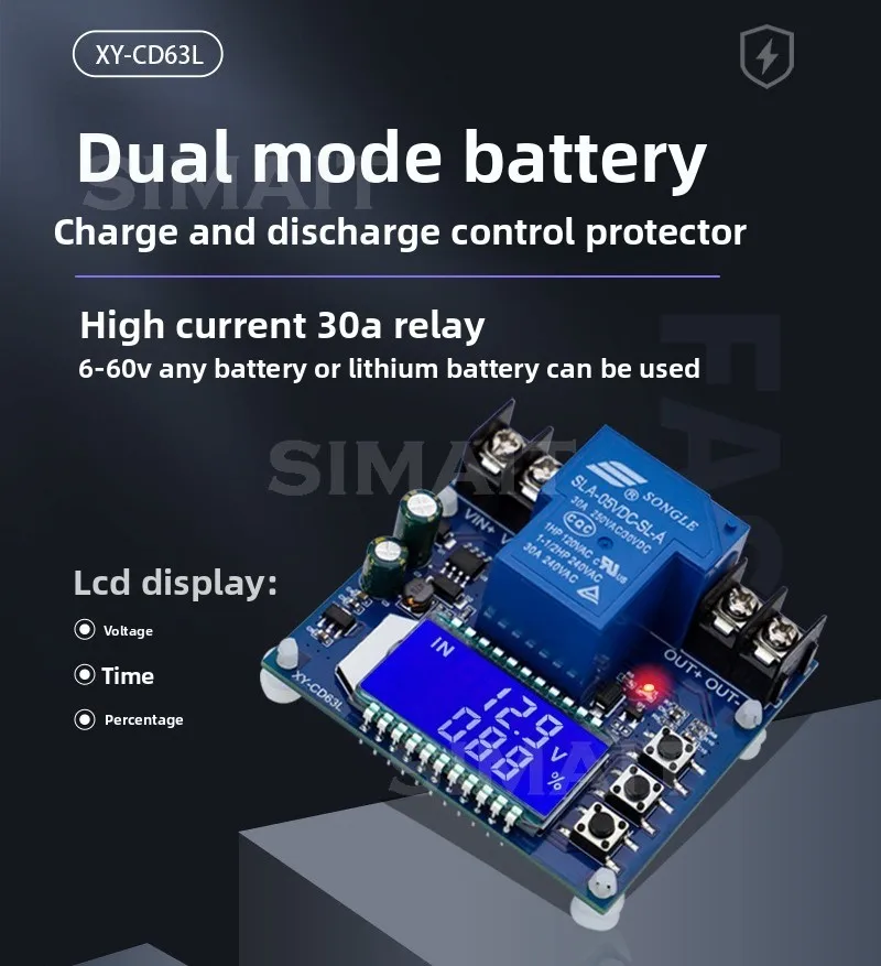 CD63L 30A Battery Charging Control Module Overcharge Under Voltage Low Battery Protector