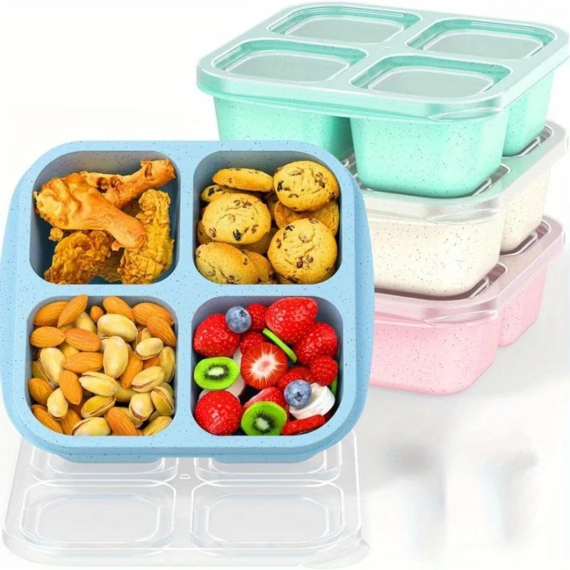 

1pc Bento Snack Box, Reusable 4-Compartment Meal Prep Containers For Adults, Perfect Food , Kitchen Supplies