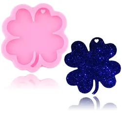 Shiny Leaves Keychain Silicone Epoxy Resin Molds Necklace Jewelry Mold Christmas Candy Chocolate Cupcake Topper Moulds