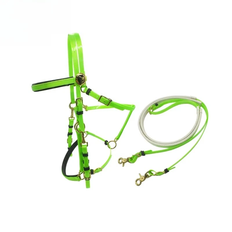 Brida de nailon y PVC Estilo de silla de montar en inglés occidental con cejas elevadas con acolchado de brillo y brida de cordón nasal en polipropil