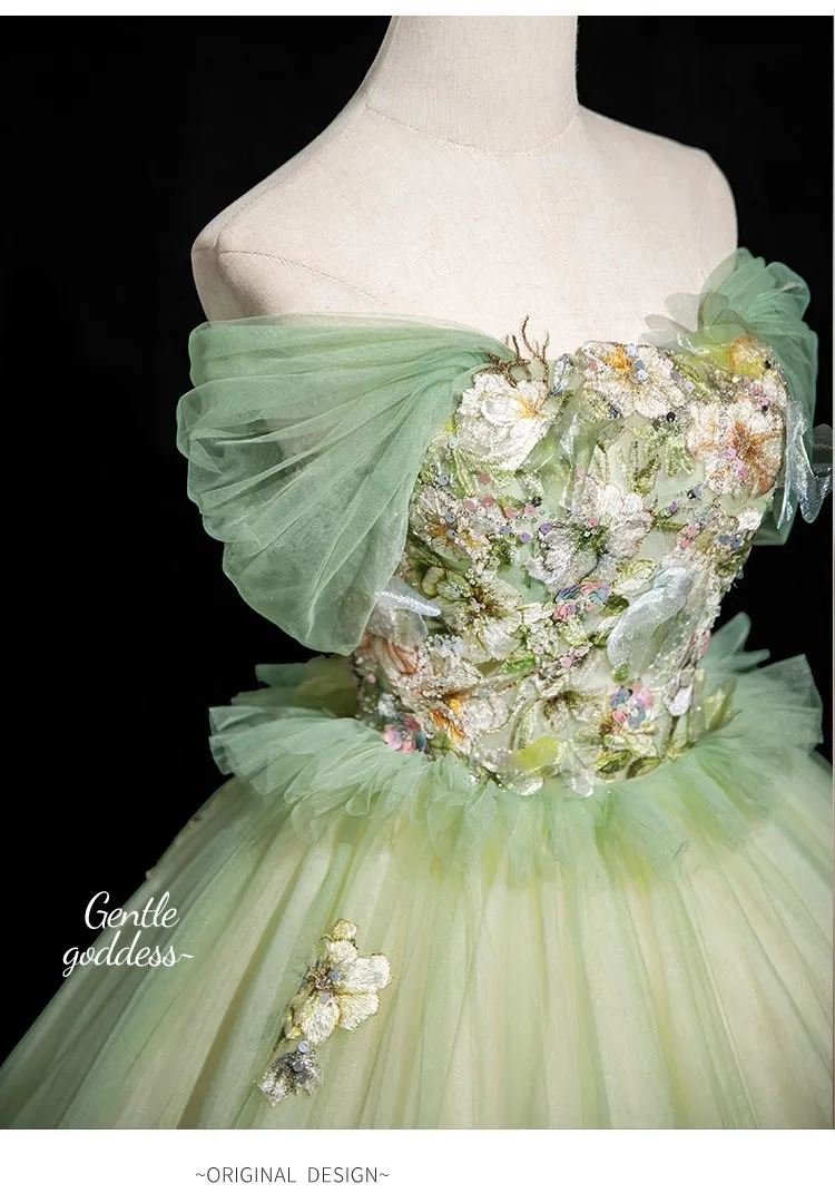 ลูกไม้สีสันAppliquesเลื่อมTulle Quinceaneraชุด 2025 ปิดไหล่RufflesพรหมชุดราตรีชุดราตรีRobes 15 ปี