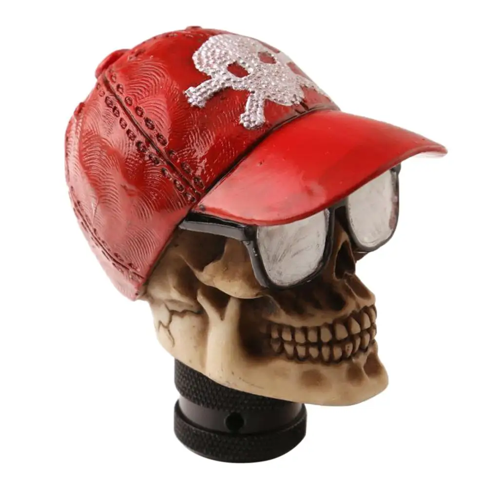 Funny Head Baseball Cap Car Manual Operation Gear Shifter Knob Acrylic Red