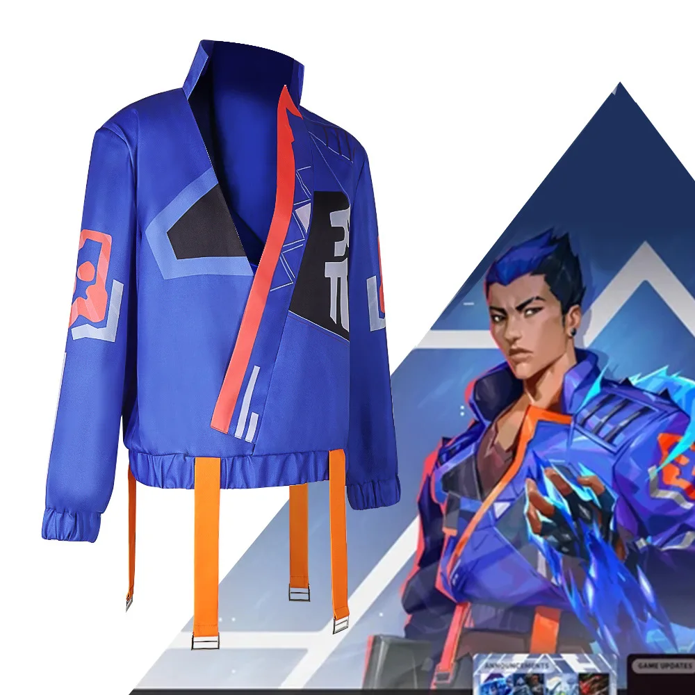 

2025 New Valorant Cosplay Costume Yoru Outfit Blue Men Long Sleeve Jacket Coat Male Outwear Halloween Carnival Party Game