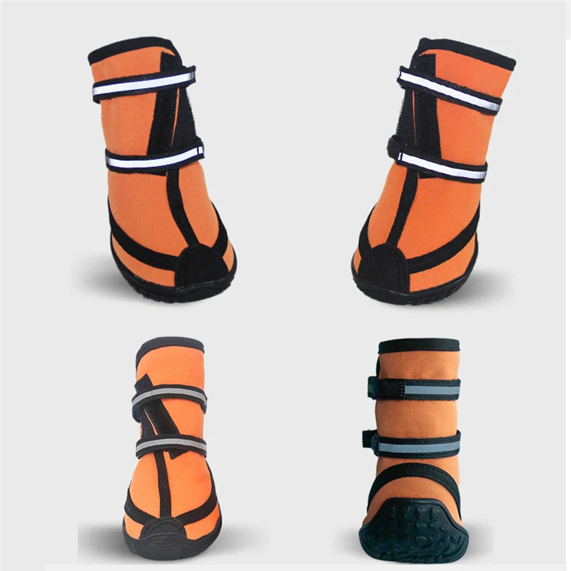 4pcs/set Waterproof Anti-slip Dog Shoes For Large Dogs Winter Shoe For Dog Husky Shoes Dog Paw Protectors Warm Dog Boots Red