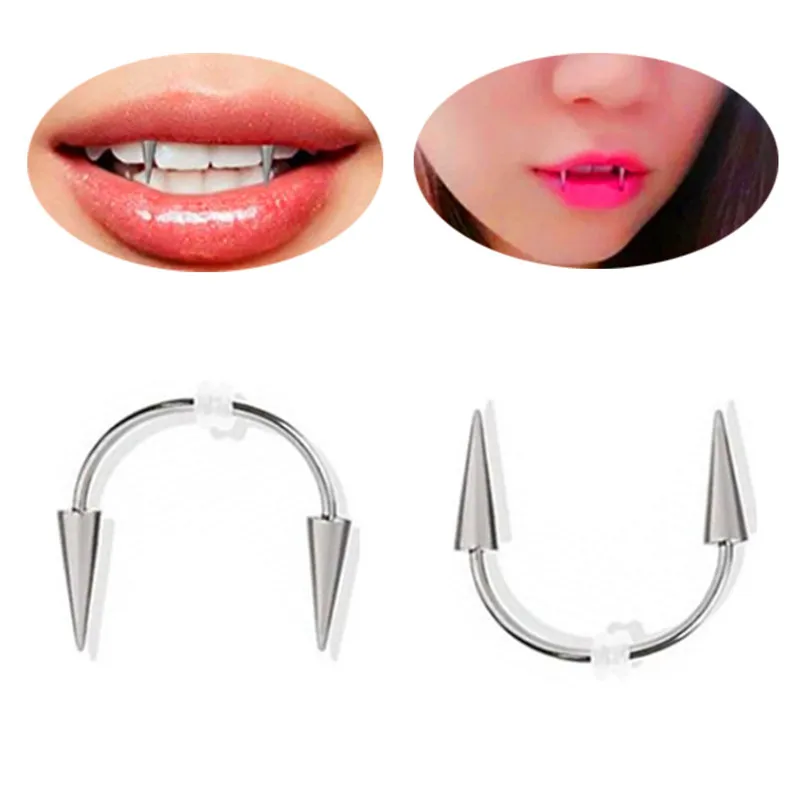 1PC Dracula Nail Surgical Steel Smile Piercing Jewelry Septum Lip Piercing Body Teeth Decorations Vampire Fangs Zombie