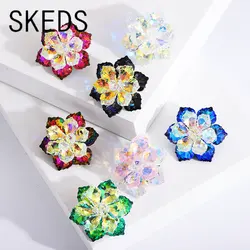 SKEDS Luxury 7 Colors Women Glass Shiny Flower Rhinestone Brooches Pins Exquisite Lady Party Banquet Dress Corsage Jewelry Gift