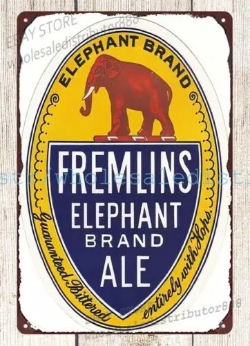 ELEPHANT BRAND ALE BEER FREMLINS MAIDSTONE BREWERY metal tin sign poster