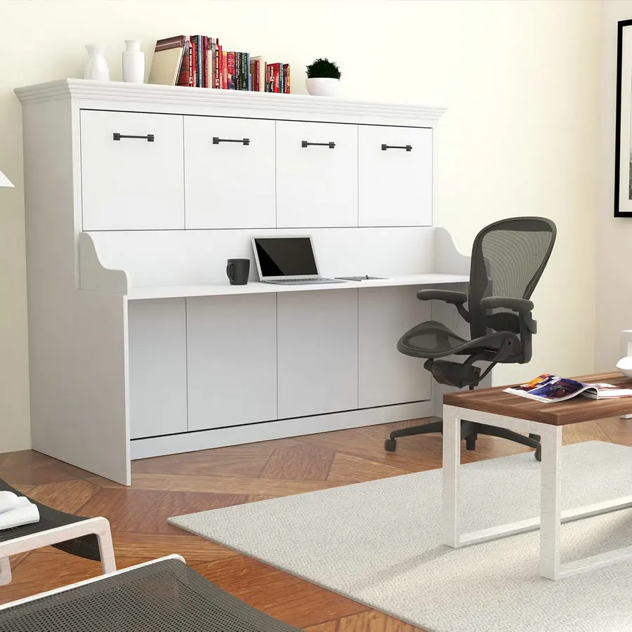 #China Horizontal Office Bed Folding Murphy Wall Bed Cabinet with Desk Queen King Full Size Space Saving Furniture for Apartment