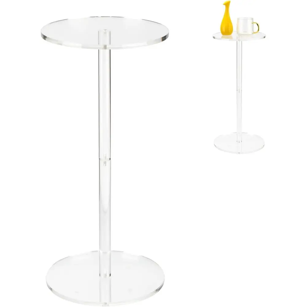 

Clear Acrylic Round Side Table with Anti-Slip Pads for Small Spaces, Ideal for Living Room, Bedroom, Bathroom, Office, and Outdo