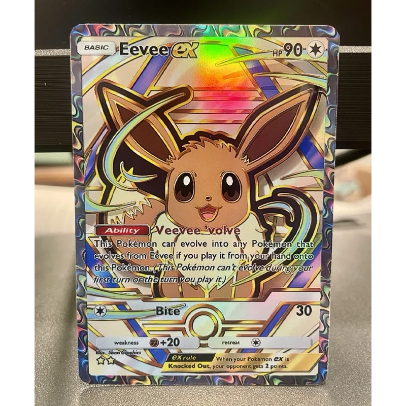 لتقوم بها بنفسك Pkm مروحة الفن Tcg جيب Eevee Ex Holo Pikachu Ex Lugia Buzzwole Lusamine Charlizard Solgaleo فن كامل | حزمة ديلوكس بطاقة Ex #1