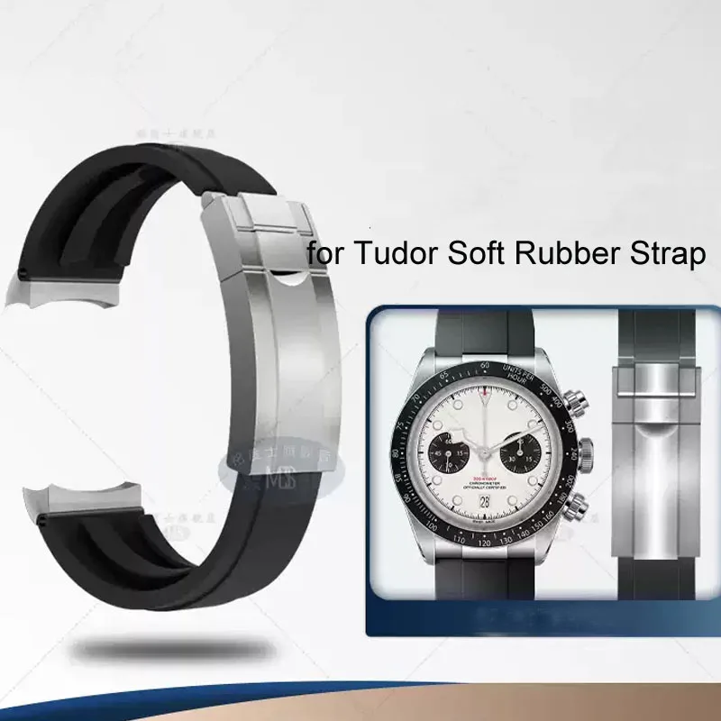 

Soft Rubber Strap for Tudor 39mm 1958 BB58 Black Bay Panda Pro Black Shield Watchband Steel End Linker Bracelet 20mm 21mm 22mm