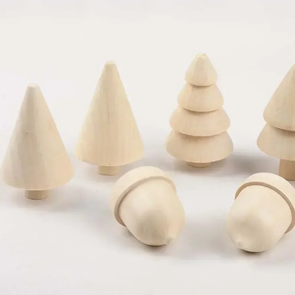 

2026-LatestModels 12pc DIY Unfinished Wooden Acorn Craft Kit Blank Painting Toy Mini Christmas Decoration Kids Gift Tree