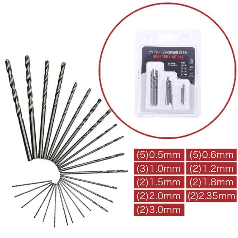 

10/20/25PCS Multi-size Drill Bit Round Shank Change Woodworking Tool HSS High Speed Steel Titanium Coated Twist Drill Bits New