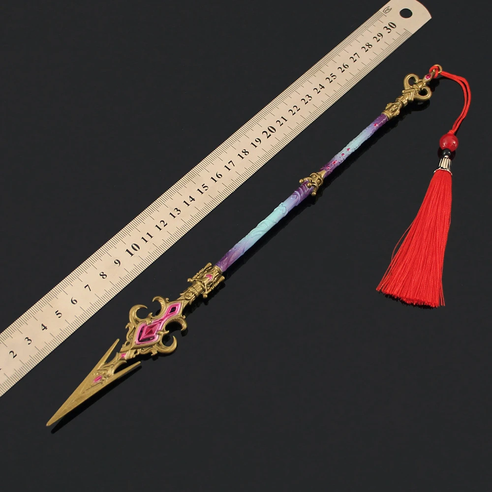 30Cm Fee Gekleurde Speer Wapen Naraka Bladepoint Game Perifere Metalen Model Ornament Prop Collectie Ambachten Gift Speelgoed Voor jongens