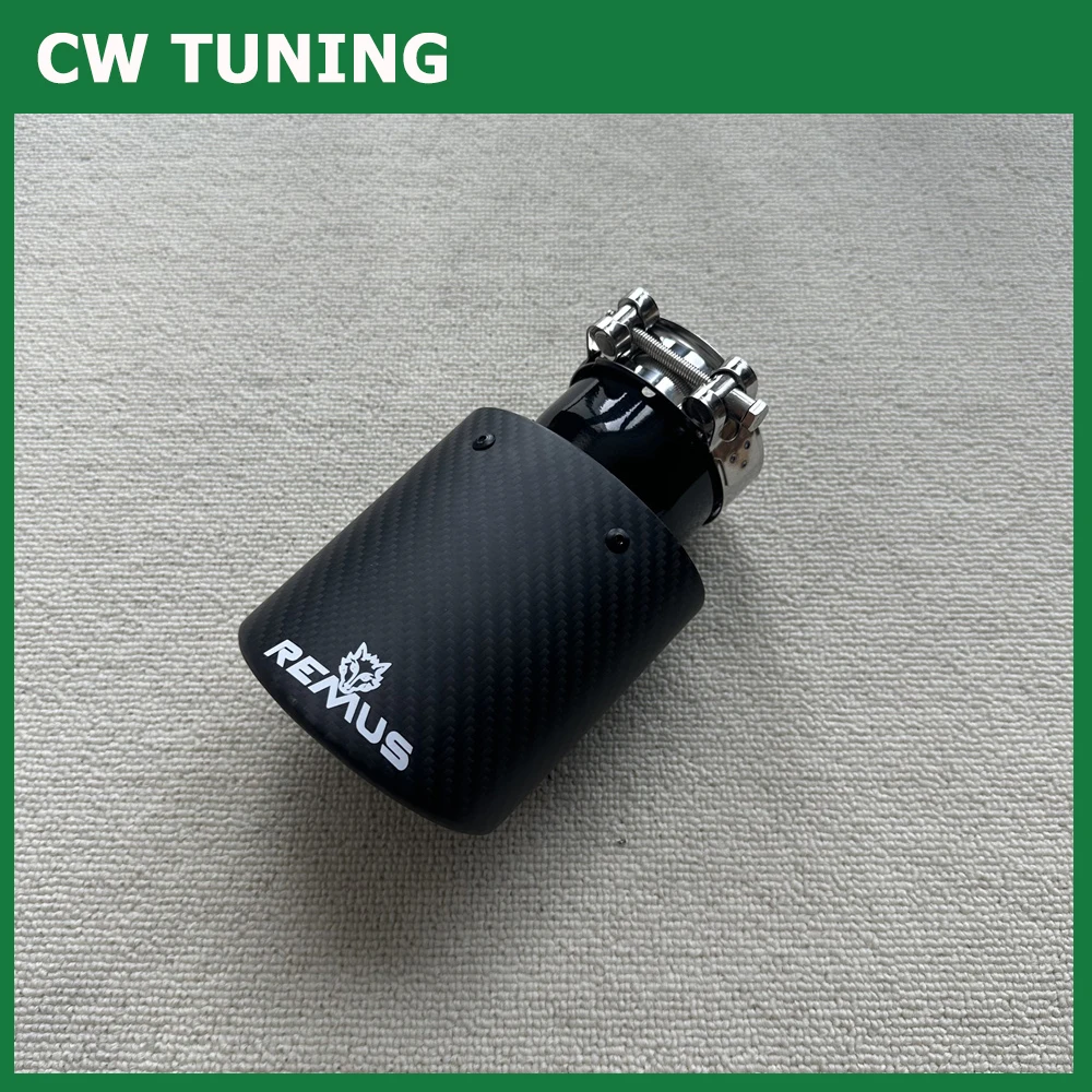 

1 шт. овальный наклонный выхлопной наконечник из матового углеродного волокна с логотипом Remus, черный нержавеющий наконечник выхлопной трубы, автомобильный глушитель для BMW, Стайлинг автомобиля
