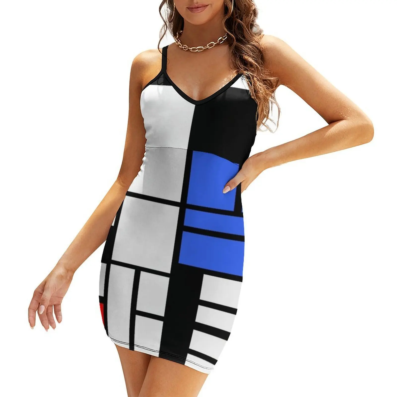 

Modrian inspired Composition with Red Blue and Yellow Sling Dress women's clothing summer 2025 novelties dress for woman