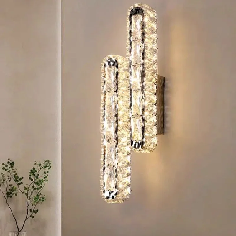 

Nordic Crystal Wall Lamp Long Strip Bedroom Bedside Night Light LED Lighting Fixture for Home Decoration Living Rooms Study Room