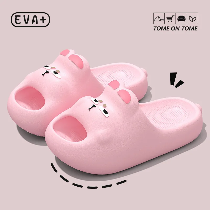 Soft EVA Home rabbit Slippers Men Women Cushioned Thick Bottom Non Skid Bathroom Slides Summer Indoor Outdoor beach House Shoes