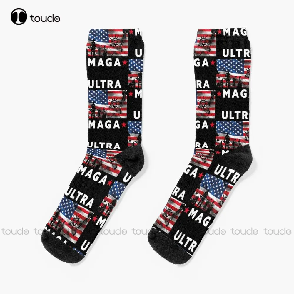 

Ultra Maga American Flag Socks Sock Boots Personalized Custom Unisex Adult Teen Youth Socks Custom Gift Street Skateboard Socks