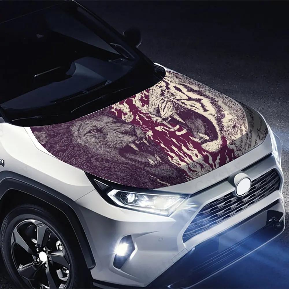 ملصق غطاء محرك السيارة باللون الأرجواني والبرتقالي، ملصق فني تلقائي، ديكور يلتف الفينيل الخارجي للسيارة، هدية لمحبي السيارات، U