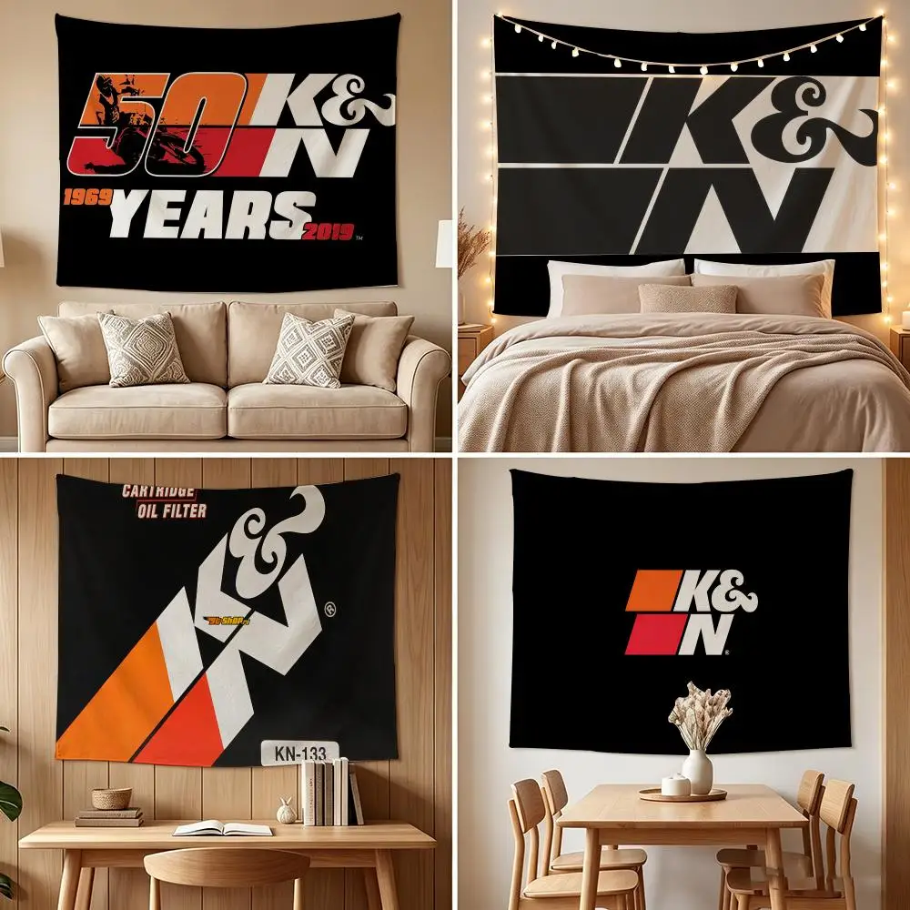 K&N E-Engineering Tapestry Custom Living Bedroom Party Dormitory Interior Wall Bohemian Decoration Attached Clip